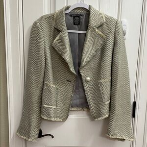 Pierre Cardin Women's Chevron Blazer - Cream and Gray